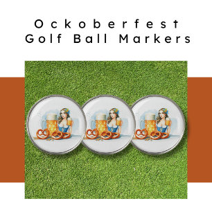 Oktoberfest Party With Beer And Pretzels ai Golf Ball Marker