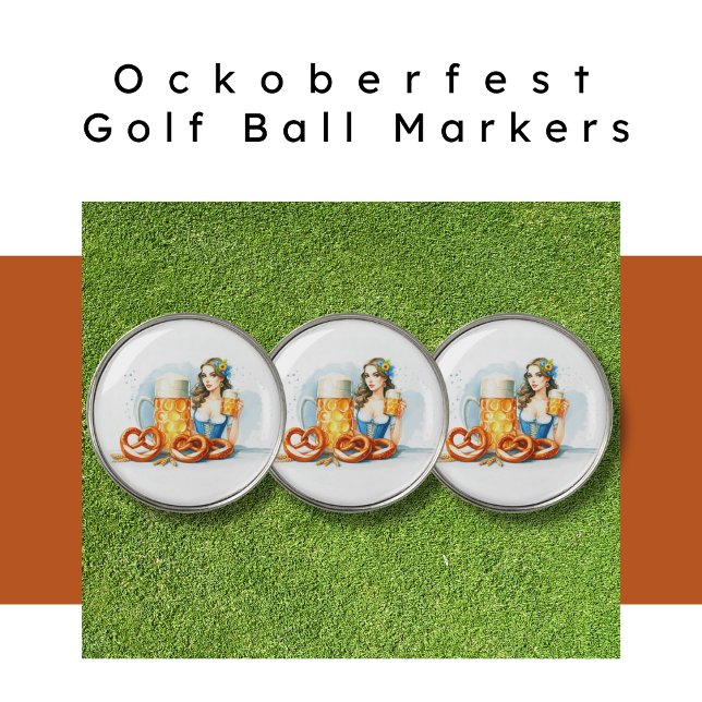 Oktoberfest Party With Beer And Pretzels ai  Golf Ball Marker (Creator Uploaded)
