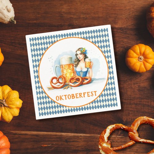 Oktoberfest Party With Beer And Pretzels ai  Napkins