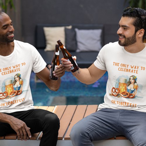 Oktoberfest Party With Beer And Pretzels ai  T_Shirt