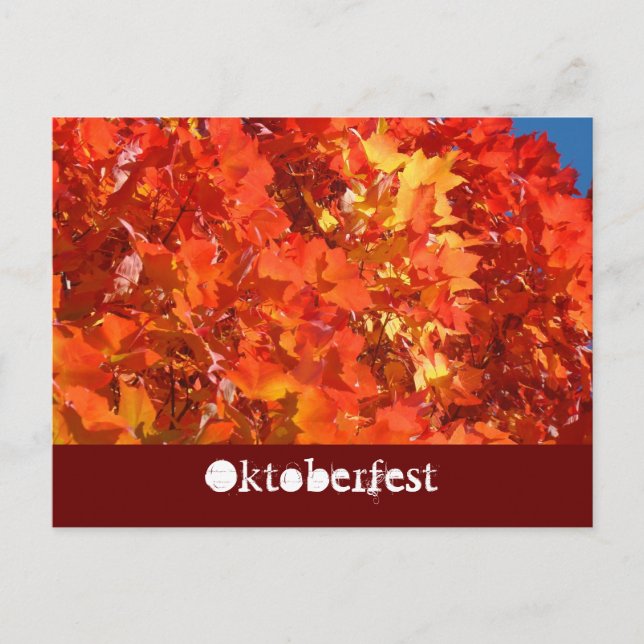 Oktoberfest postcards Orange Autumn Leaves (Front)