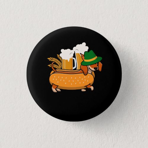 Oktoberfest Pretzel Dachshund Wiener Hotdog German Button