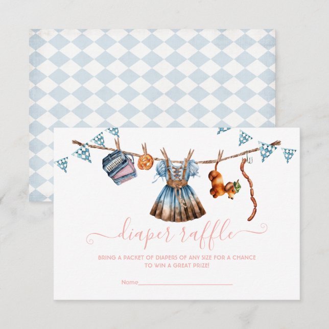 Oktoberfest Pretzel lederhosen diaper raffle Invitation (Front/Back)