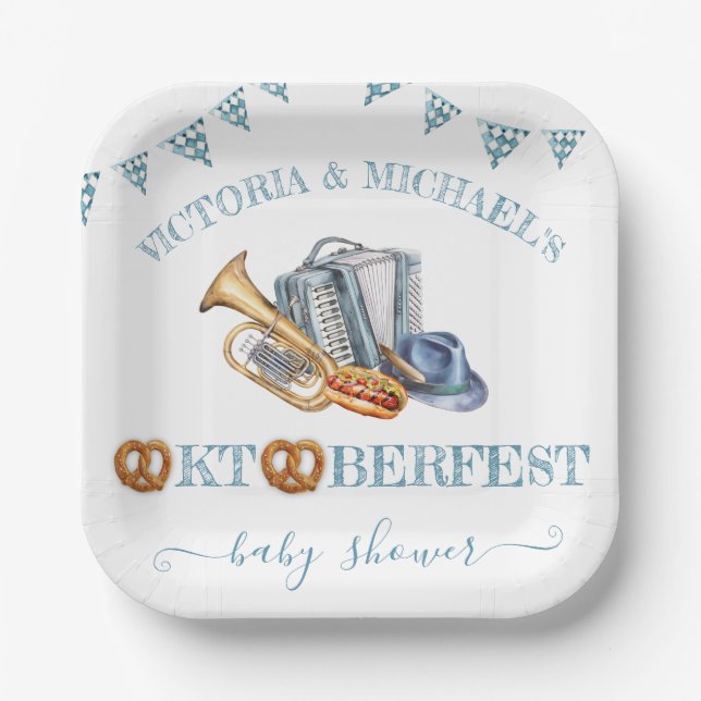 Oktoberfest Pretzel Party Paper Plates (Front)