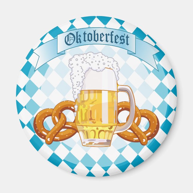 Oktoberfest Pretzels & Beer Magnet (Front)
