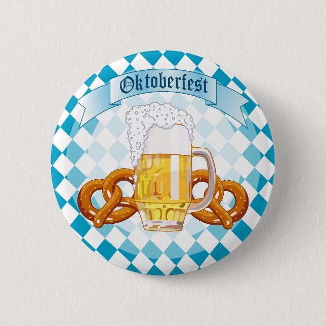 Oktoberfest Pretzels & Beer Pinback Button (Front)
