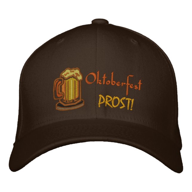 Oktoberfest Prost! Beer Festival Embroidered Baseball Cap (Front)