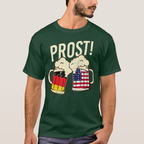 Oktoberfest Prost Beer Mug German American Flag Me T_Shirt