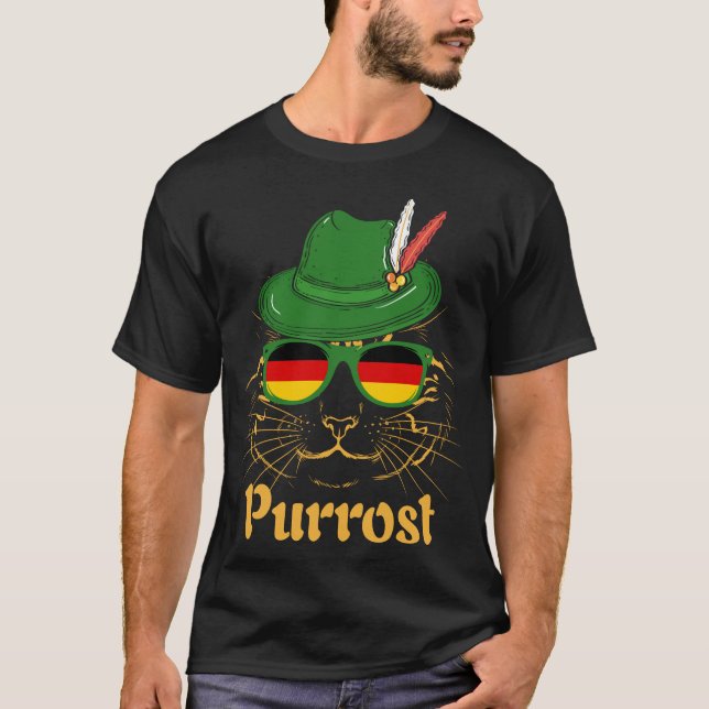 Oktoberfest Prost Pun Purrost Cat T-Shirt (Front)