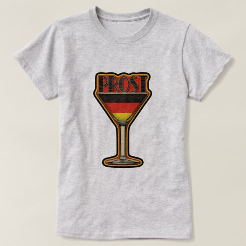 Oktoberfest Prost Sparkling Wine T-Shirt - Cool Oktoberfest Prost wine glass.