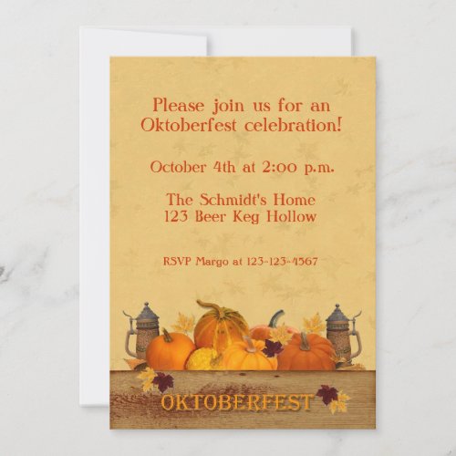 Oktoberfest Pumpkins Beer Steins Invitation