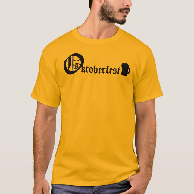 Oktoberfest Silhouette Beer and Pretzel T-Shirt (Front)