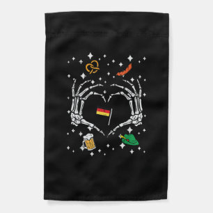Oktoberfest Skeleton Hand Heart Flag German