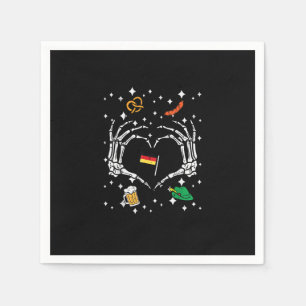 Oktoberfest Skeleton Hand Heart Flag German  Napkins