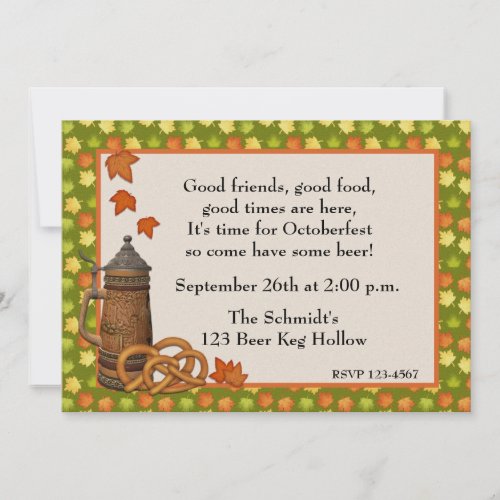 Oktoberfest Stein Pretzels Invitation