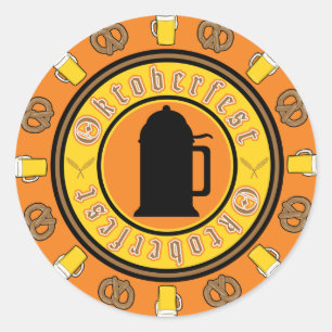 Oktoberfest Tankard Badge Classic Round Sticker