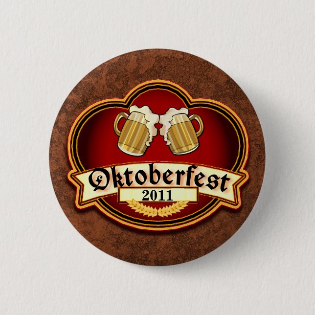 Oktoberfest Toast Custom Personalized Date Button (Front)