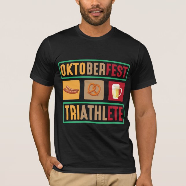 Oktoberfest Triathlete Beer Festival Drinking T-Shirt (Front)