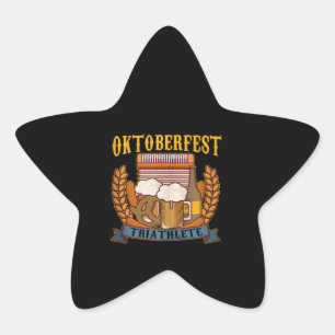 Oktoberfest Triathlete Cool Athlete Beer Drinking Star Sticker