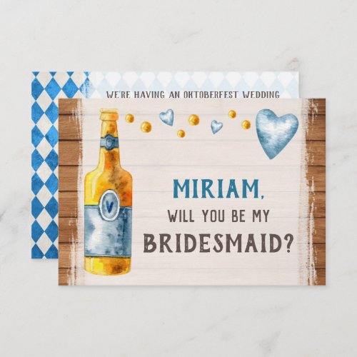 Oktoberfest Wedding Bavarian Bridal Party Proposal Invitation