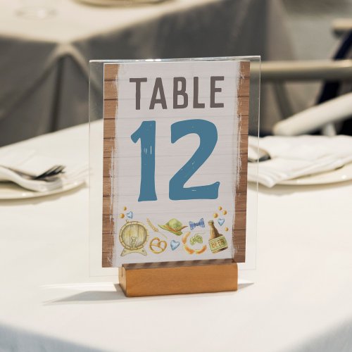 Oktoberfest Wedding  Party Rustic Bavarian Beer Table Number