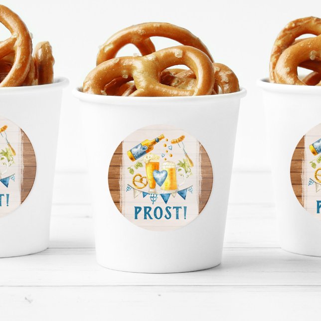 Oktoberfest Wedding Rustic Bavarian Beer Party Classic Round Sticker (Creator Uploaded)