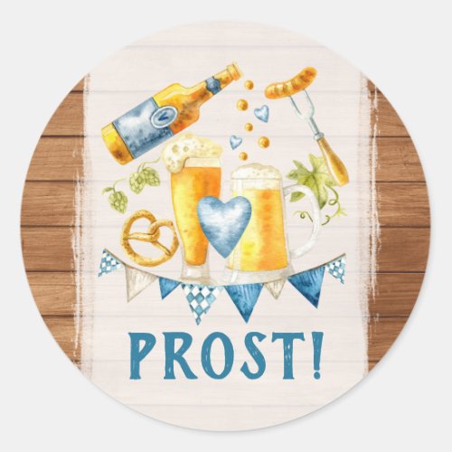 Oktoberfest Wedding Rustic Bavarian Beer Party Classic Round Sticker