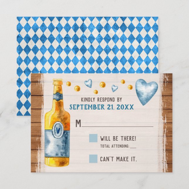 Oktoberfest Wedding Rustic Bavarian Beer RSVP Card (Front/Back)