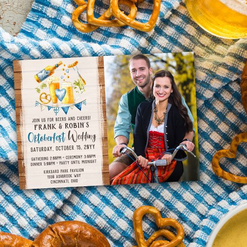 Oktoberfest Wedding Rustic Bavarian Party Photo Invitation