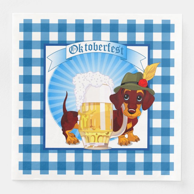 Oktoberfest Weiner Dog  Paper Dinner Napkins (Front)