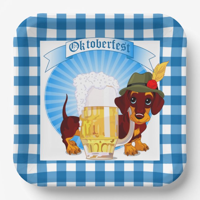 Oktoberfest Weiner Dog  Paper Plates (Front)