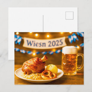 Oktoberfest Wiesn 2025 Beer and Pork Knuckle Feast Holiday Postcard