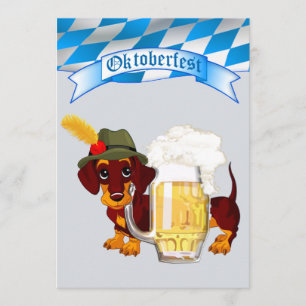 Oktoberfest with Daschund and Beer Stein Invitation