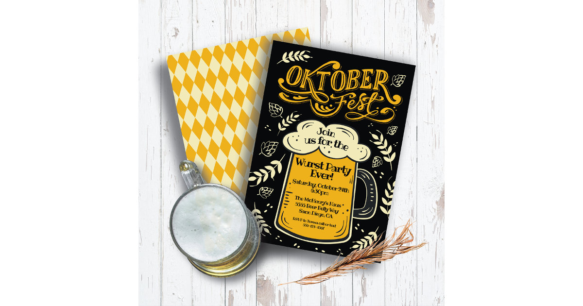 Oktoberfest Wurst Party Beer Mug Invitation Zazzle