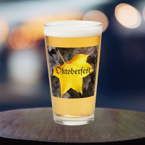 Oktoberfest Yellow Maple Leaf Glass