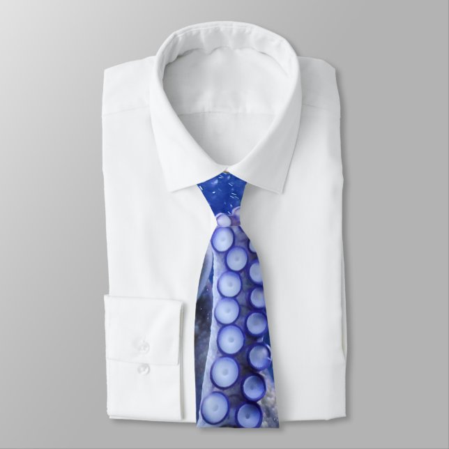 Oktopus Kraken Tintenfisch in blauen Blubberblase Neck Tie (Tied)