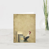 Ol' Books -n- Rooster- Prim Little Note Card
