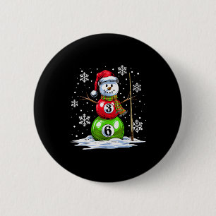 Ol Game Snowman Billiards Player Funny Christmas Button