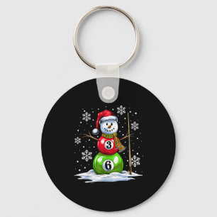 Ol Game Snowman Billiards Player Funny Christmas Keychain