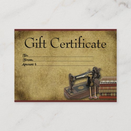 Ol Singer  Fabric_ Prim Gift Certificate Cards