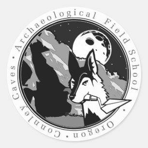 Ol' Willard the Coyote round sticker