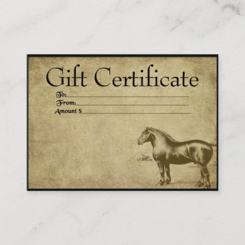 Ol Work Horse_ Prim Gift Certificate Cards