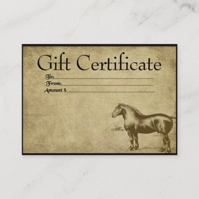 Ol' Work Horse- Prim Gift Certificate Cards (Front)