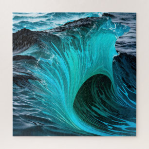 "Ola Tiburón" Blue Shark Wave Jigsaw Puzzle