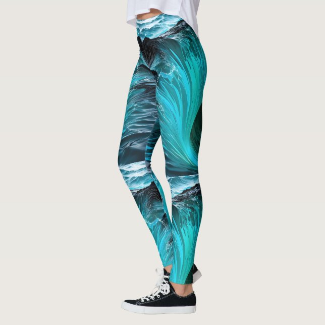 "Ola Tiburón" Blue Shark Wave  Leggings (Left)