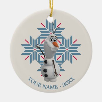 Olaf | Blue Snowflake Personalized Add Your Name Ceramic Ornament by frozen at Zazzle