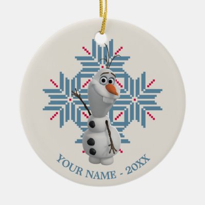 Olaf | Blue Snowflake Personalized Add Your Name Ceramic Ornament