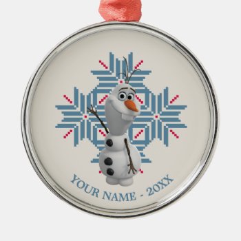 Olaf | Blue Snowflake Personalized Add Your Name Metal Ornament by frozen at Zazzle