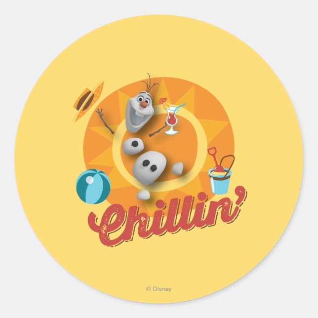 Olaf | Chillin' in Orange Circle Classic Round Sticker (Front)