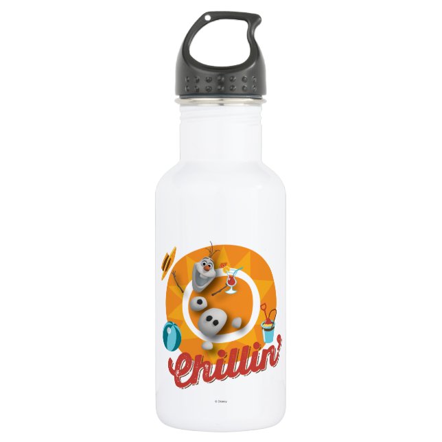 Olaf | Chillin' in Orange Circle Stainless Steel Water Bottle (Front)